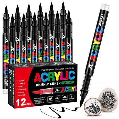Acrylmarker Set Schwarz – 12 Stifte für Stein, Holz & mehr