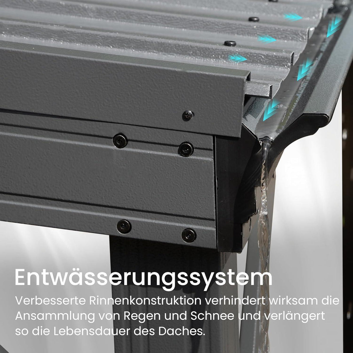 Wandpavillon 3x3,6m – Terrassenüberdachung mit Entwässerung