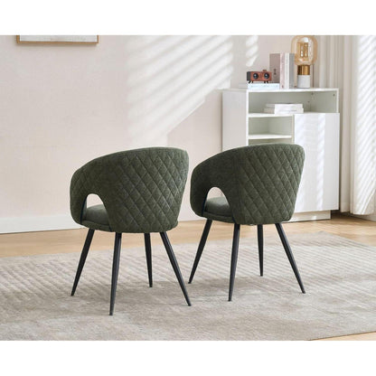 Esszimmerstühle Set 4 Grün | Gepolsterte Armlehnstühle Küche Wohnzimmer