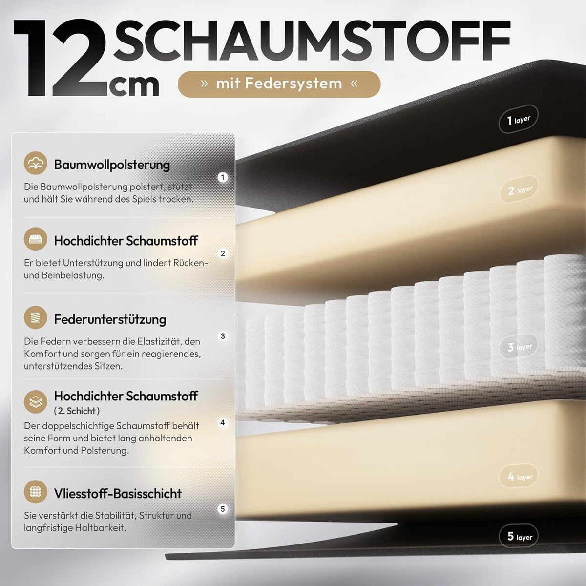 Ergonomischer Gaming-Stuhl mit Fußstütze, atmungsaktiv, Übergröße