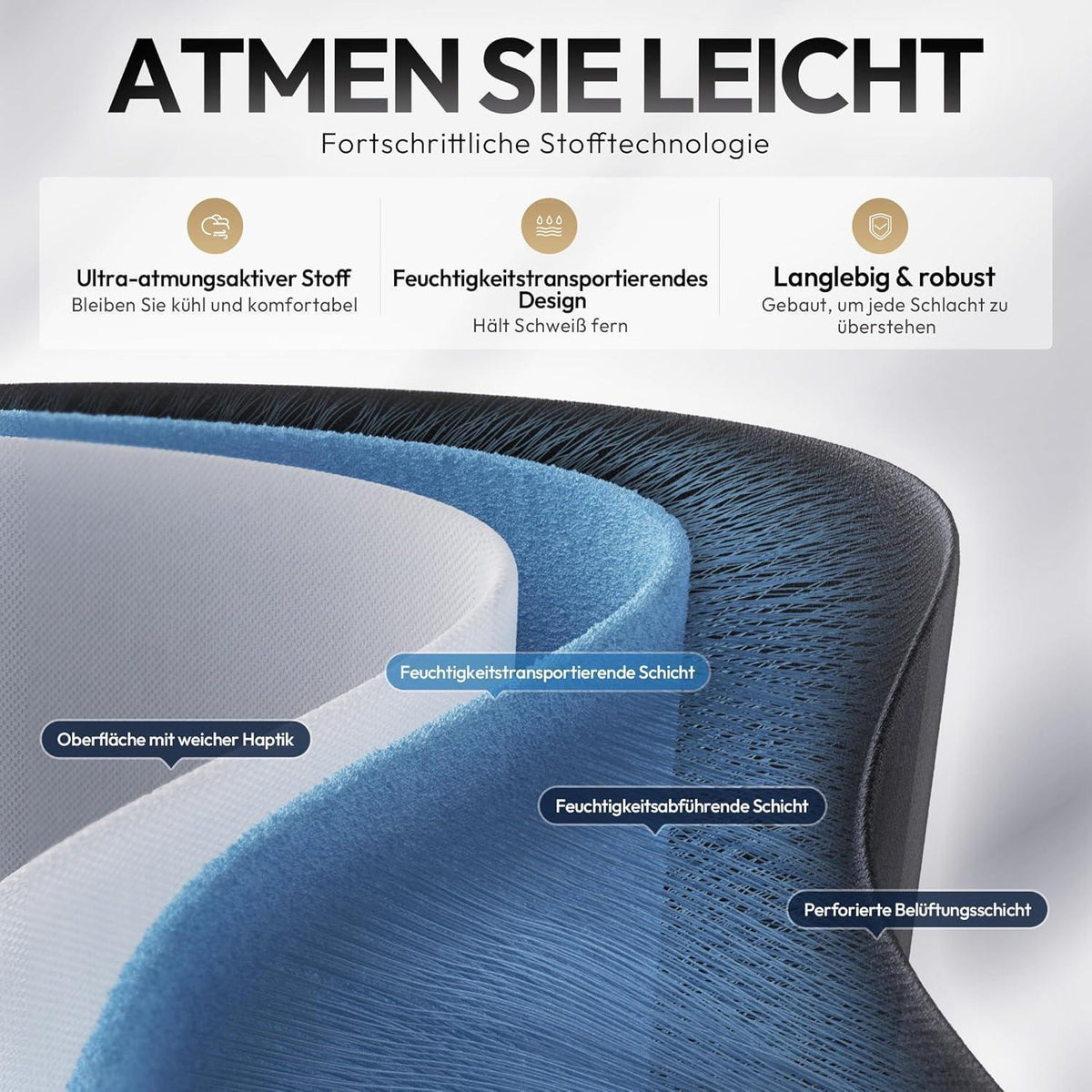 Ergonomischer Gaming-Stuhl mit Fußstütze, atmungsaktiv, Übergröße