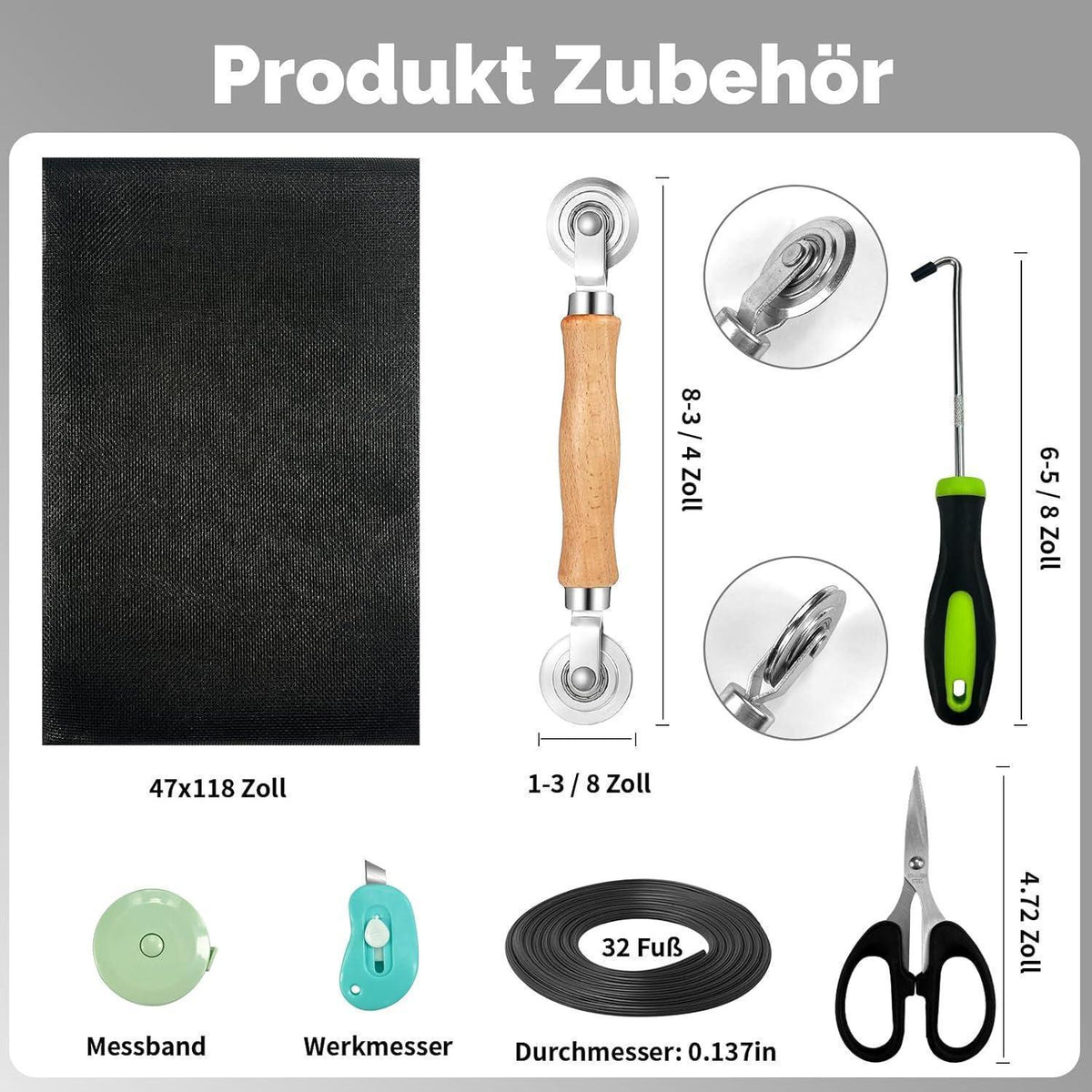 Fliegengitter Fenster 300x120cm – Schneidbar & Reparatur Set