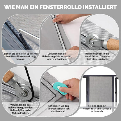 Fliegengitter Fenster 300x120cm – Schneidbar & Reparatur Set