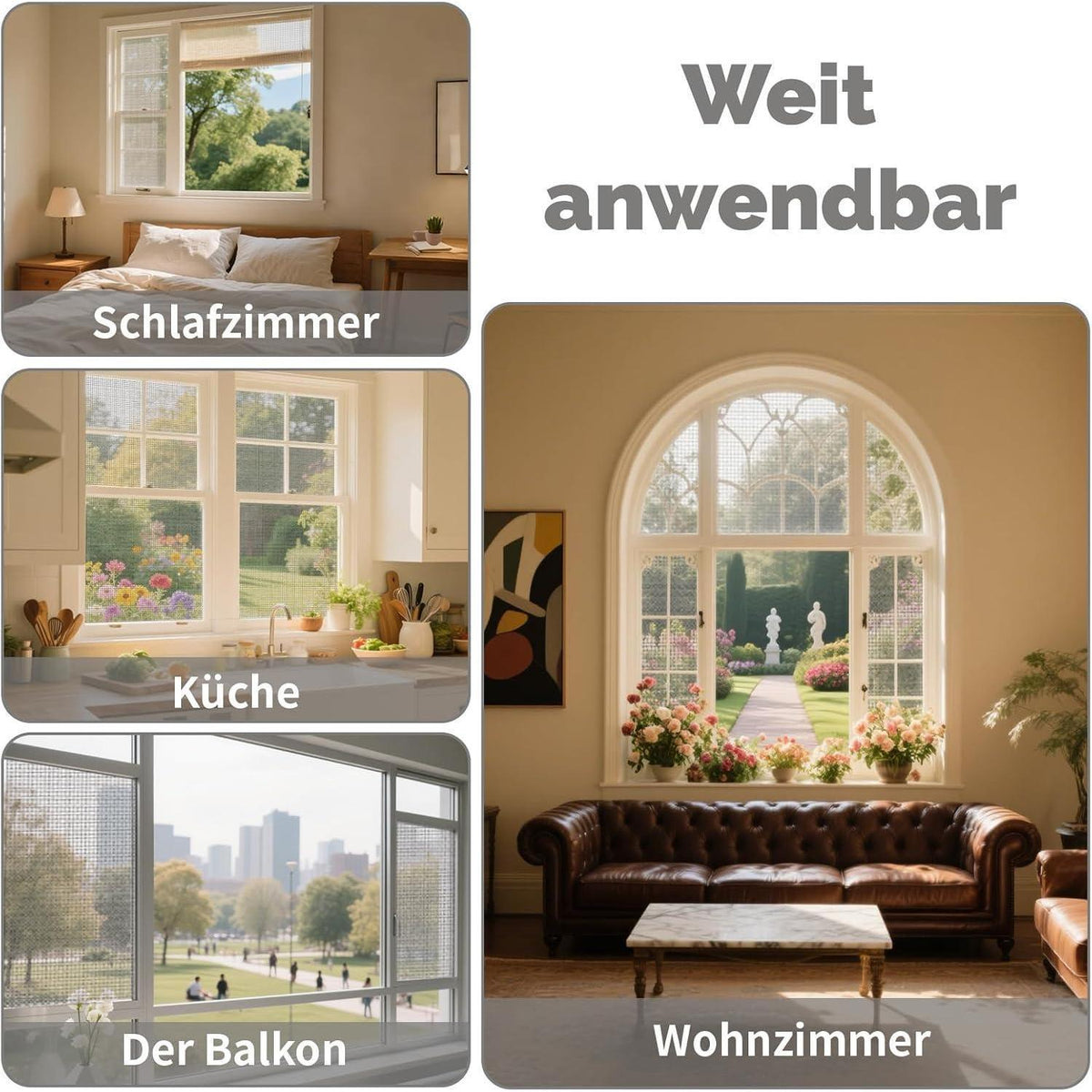 Fliegengitter Fenster 300x120cm – Schneidbar & Reparatur Set