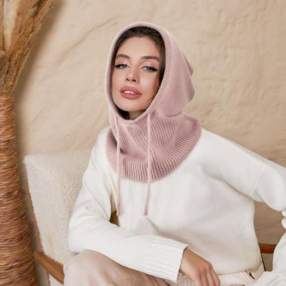 Damen Balaclava Strickmütze mit Kordelzug, warm, Einheitsgröße