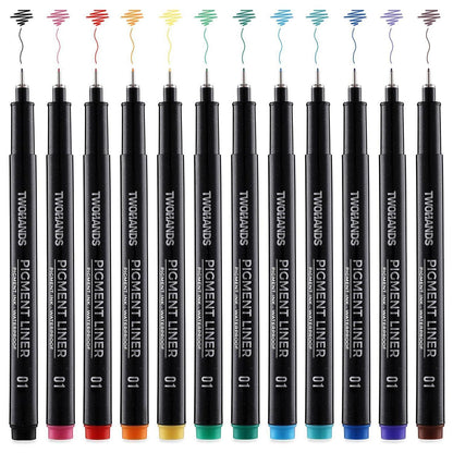 Fineliner Stift Set 12 Farben – Ultrafeine 0,25mm Spitze