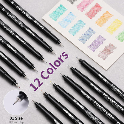 Fineliner Stift Set 12 Farben – Ultrafeine 0,25mm Spitze