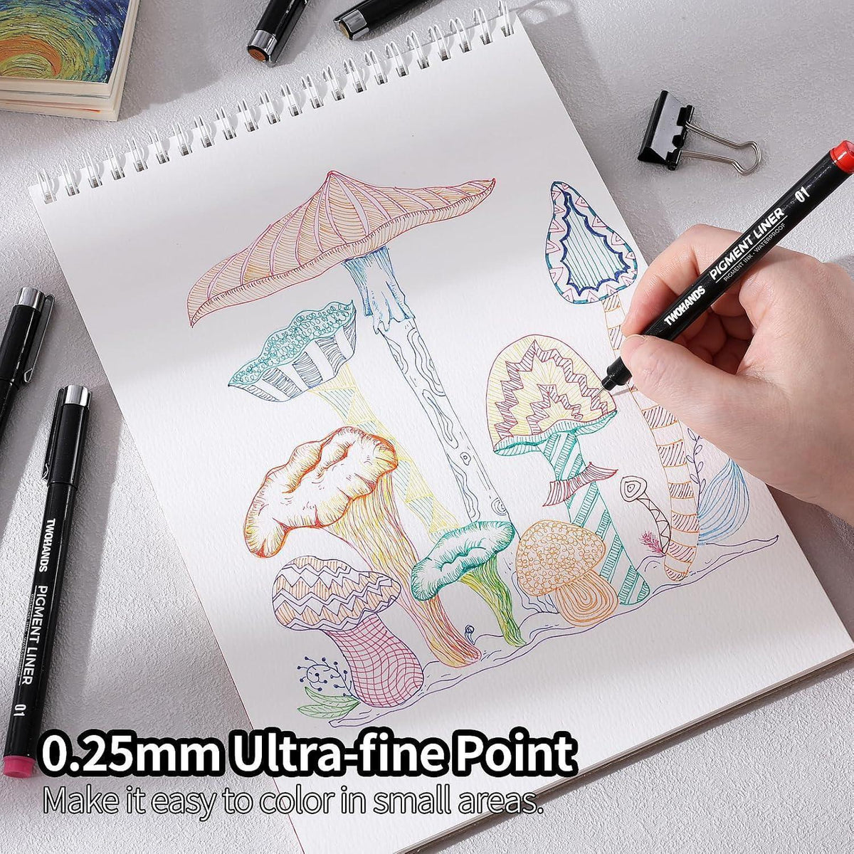 Fineliner Stift Set 12 Farben – Ultrafeine 0,25mm Spitze