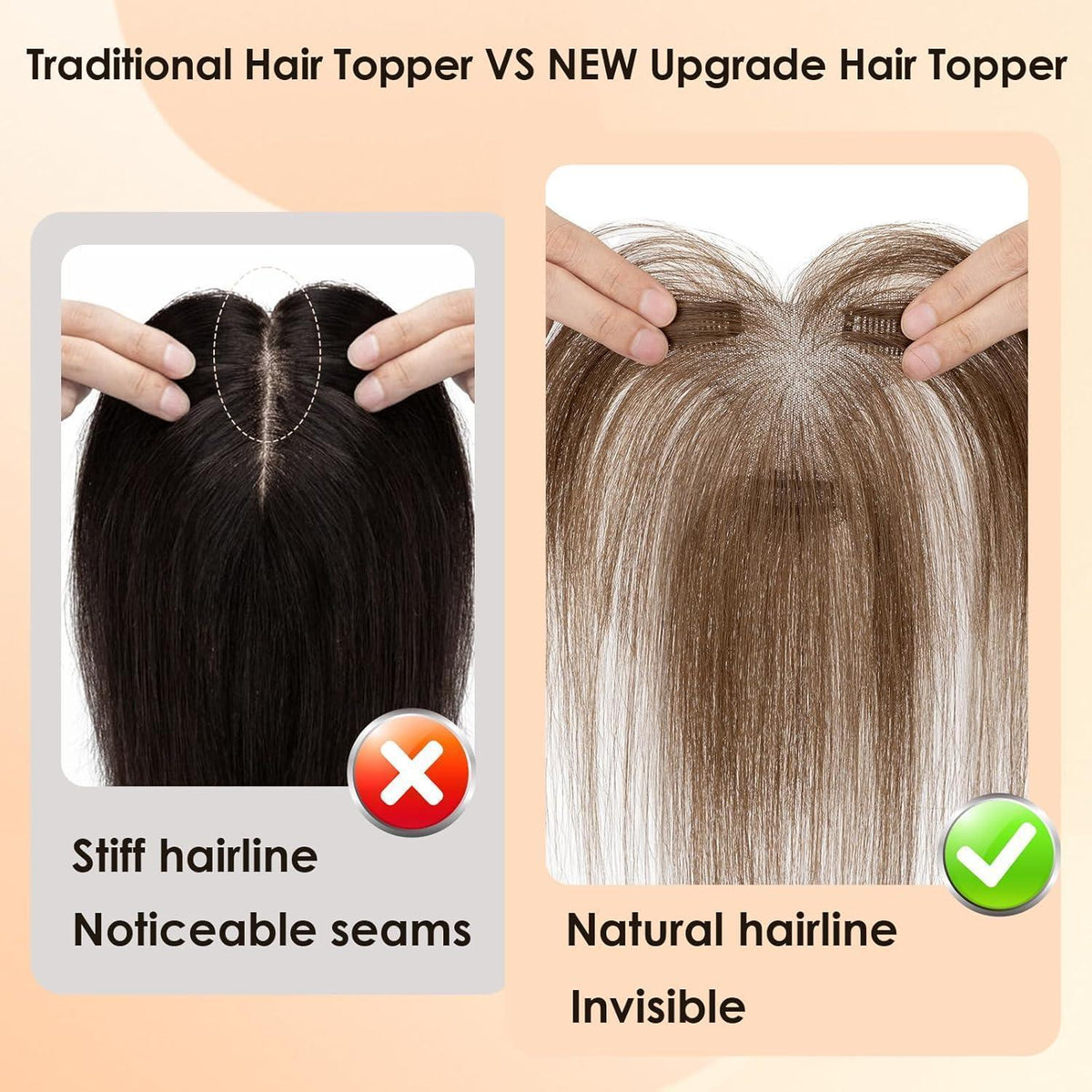 Echthaar Topper Dunkelbraun mit Wispy Pony