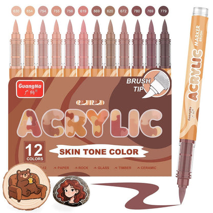 Acrylstifte Set 12 Braun | Pinselspitze für Stein, Glas & Co.