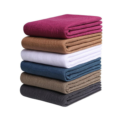 Damen Schal 6er Set Baumwoll-Leinen Musselin Kopftuch Hijab