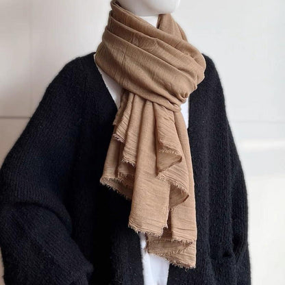 Damen Schal 6er Set Baumwoll-Leinen Musselin Kopftuch Hijab