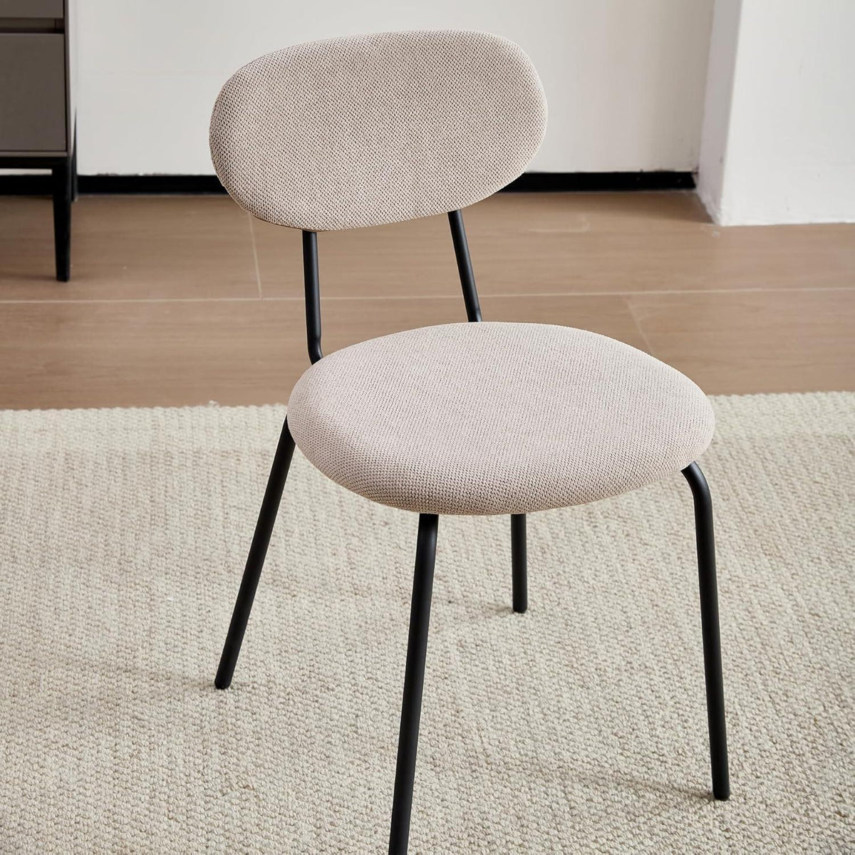 Runder Esstisch Set (100cm) mit 6 Stapelstühlen Dunkel/Khaki