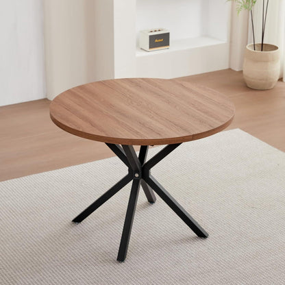 Runder Esstisch Set (100cm) mit 6 Stapelstühlen Dunkelgrau