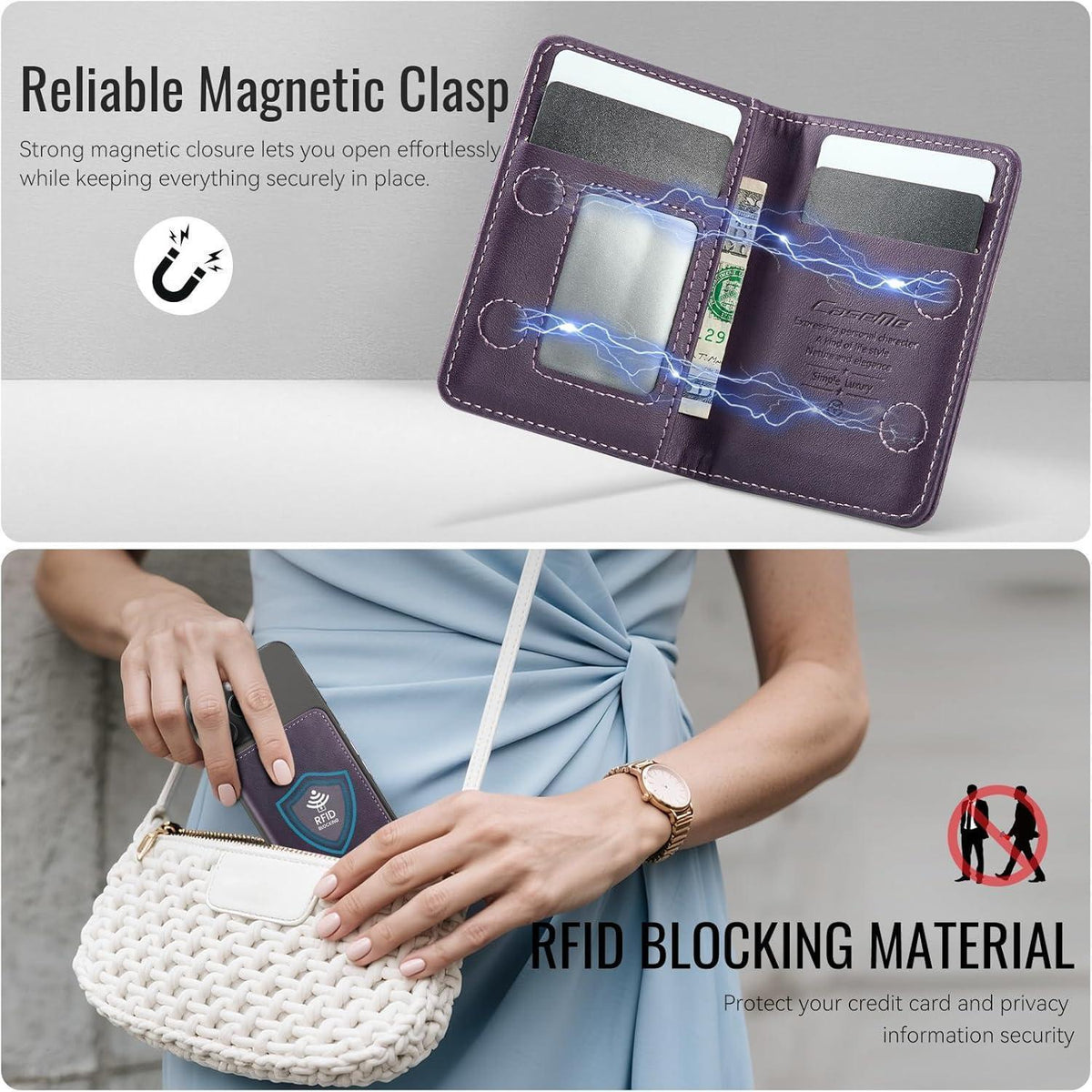 MagSafe Wallet mit RFID-Schutz, 4 Kartenfächer, Violett