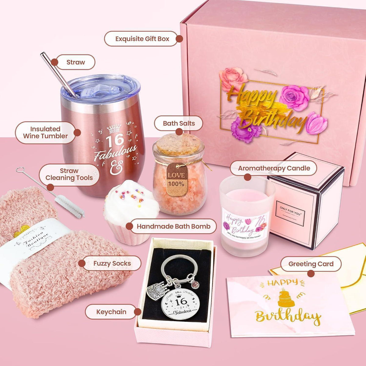 Geschenkset 16. Geburtstag Mädchen – Überraschung für Tochter & Freunde