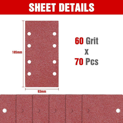 Schwingschleifer Schleifpapier 93x185 mm Klett P60 70 Stück
