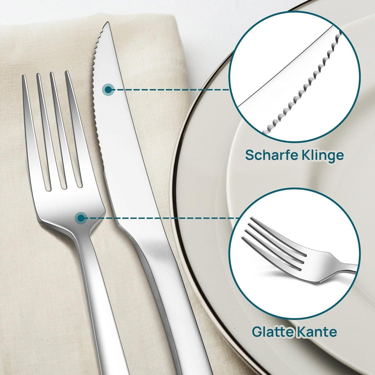 Edelstahl Besteckset 24-teilig, Modernes Design