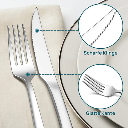 Edelstahl Besteckset 24-teilig, Modernes Design