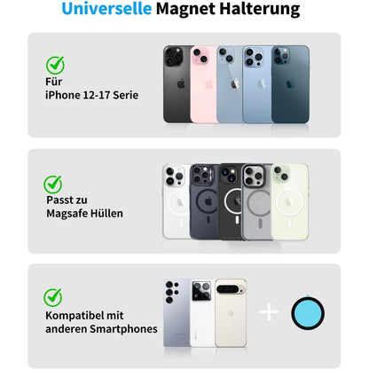 MagSafe Autohalterung mit starkem Magnet & Vakuum Saugnapf