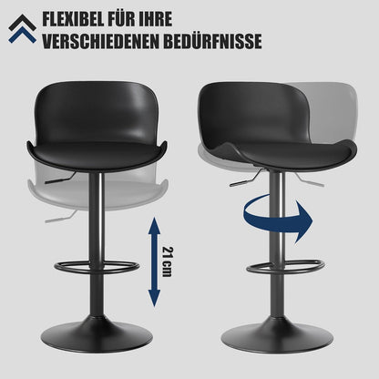 Höhenverstellbarer Barhocker mit Fußstütze in Lederoptik