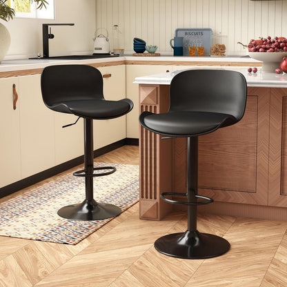 Höhenverstellbarer Barhocker 2er Set Schwarz mit Fußstütze