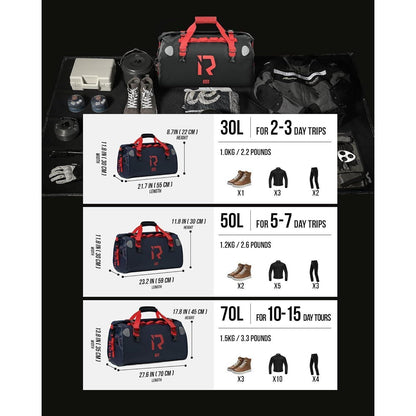 Wasserdichte Motorrad Gepäckrolle 50L – Hecktasche für Touren & Alltag