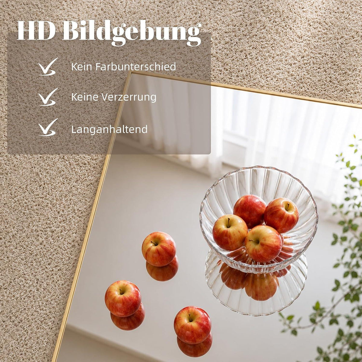 Ganzkörperspiegel 190cm, Stand- & Wandspiegel Gold, Metallrahmen