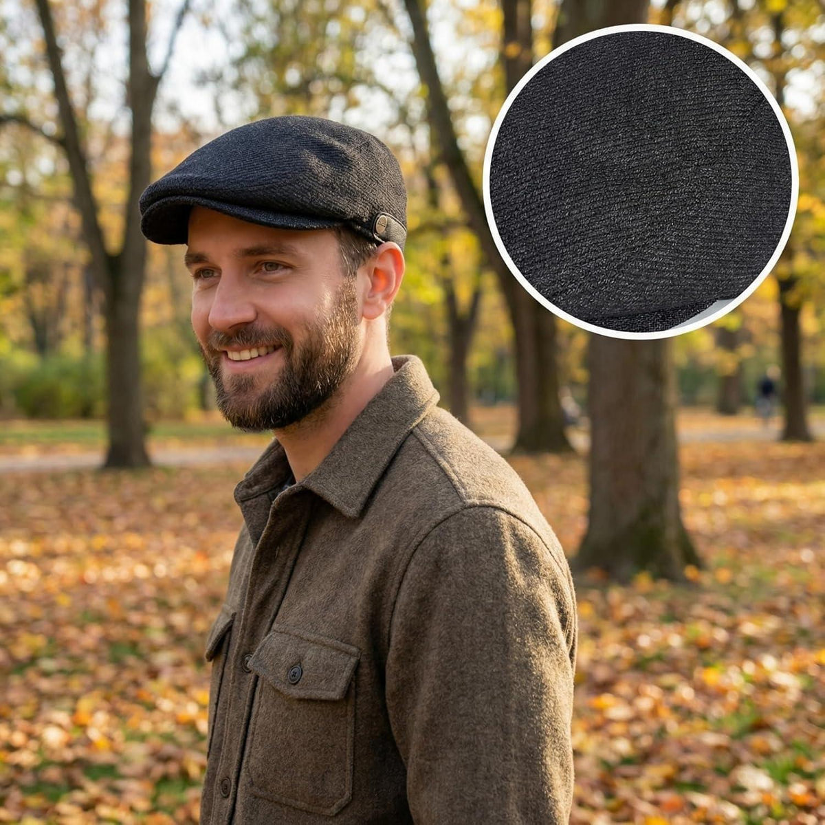 Verstellbare Herren Wintermütze mit Ohrenklappen - Dunkelgrau