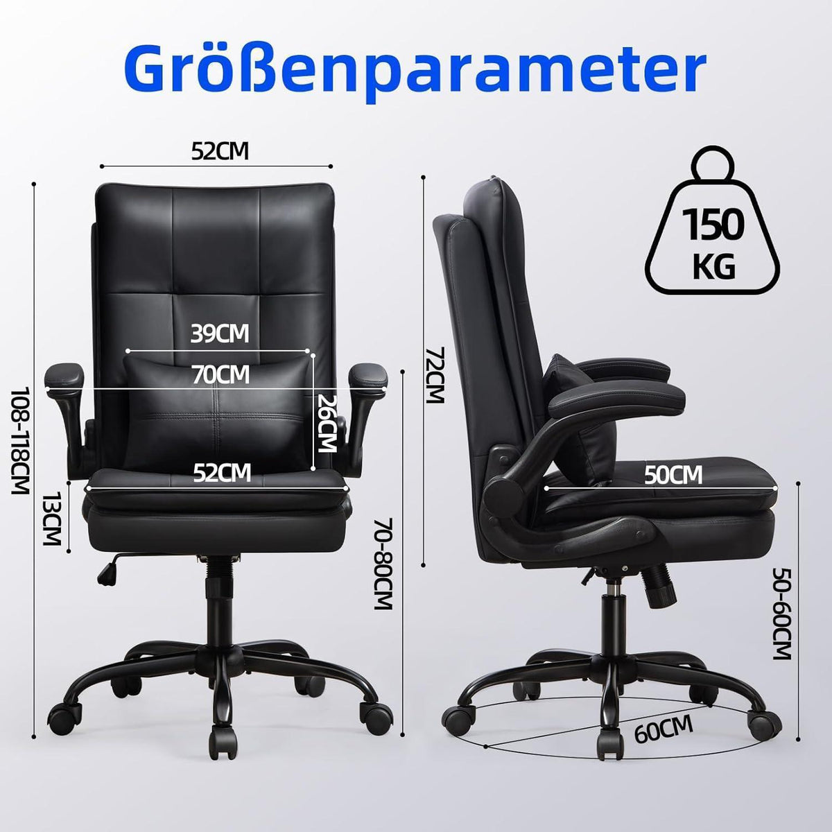 Ergonomischer Bürostuhl mit hoher Rückenlehne und Wippfunktion