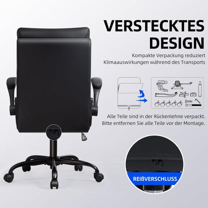 Ergonomischer Bürostuhl mit hoher Rückenlehne und Wippfunktion