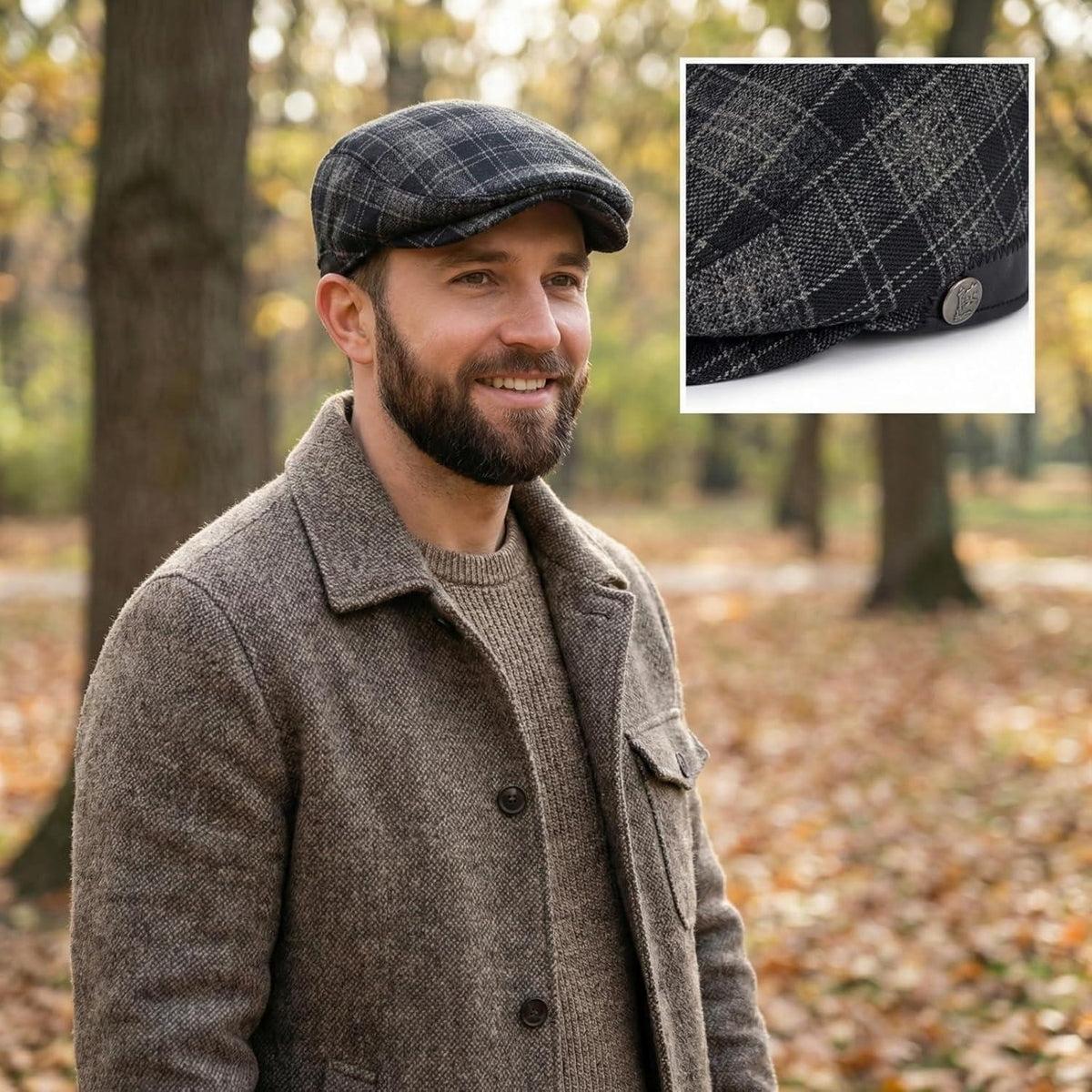 Verstellbare Herren Wintermütze mit Ohrenklappen – Schwarz