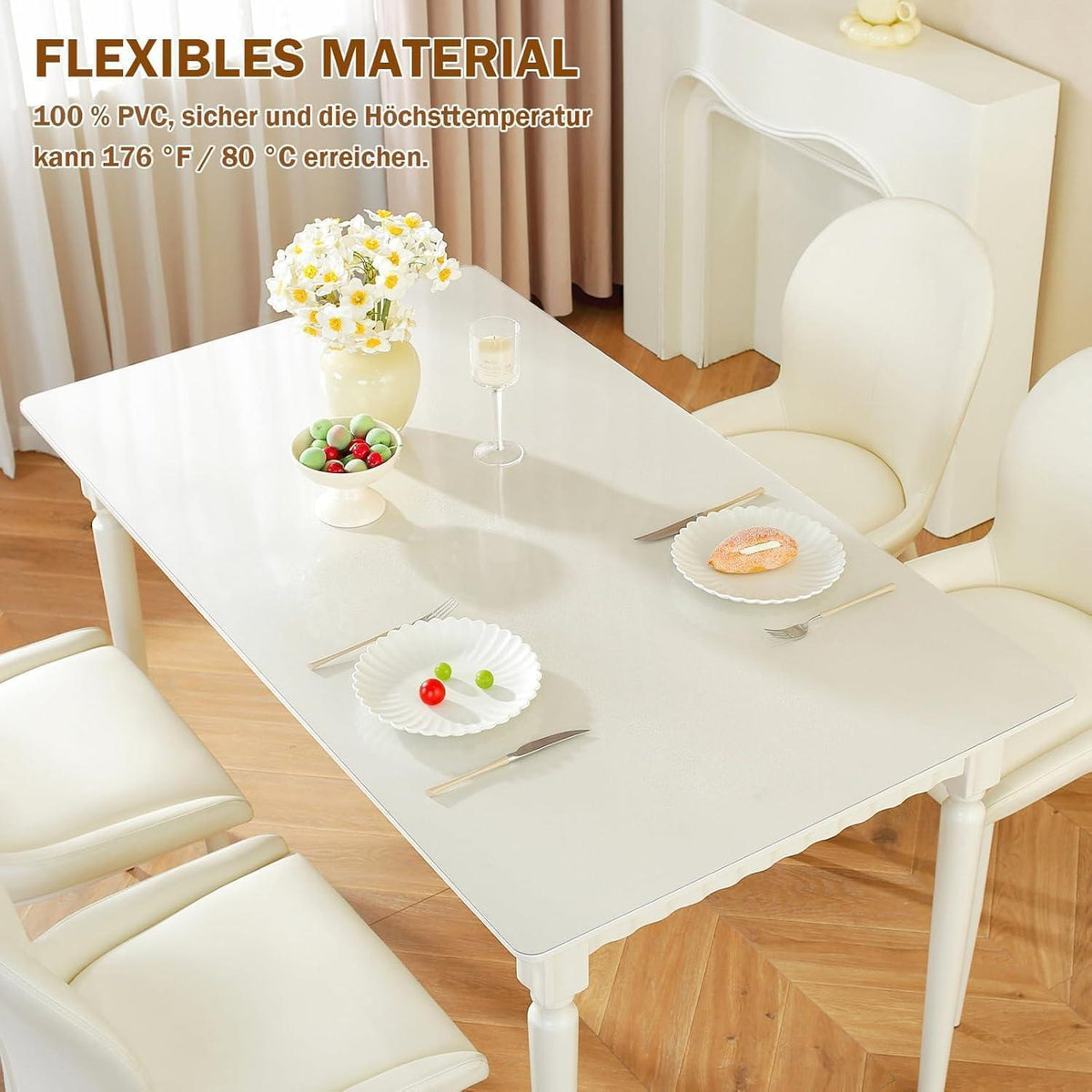 Royhom Tischfolie Transparent 100x200 cm – Mattiert & Blasenfrei