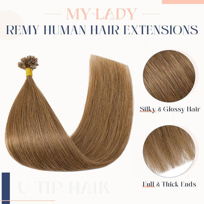 Echthaar Extensions Bondings Hellbraun 60cm – Remy U-Tip