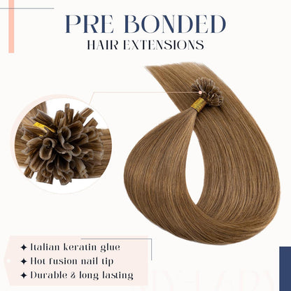 Echthaar Extensions Bondings Hellbraun 60cm – Remy U-Tip