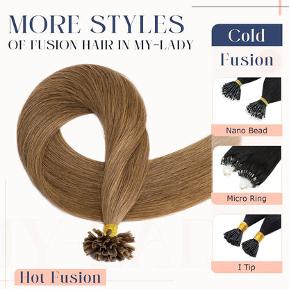 Echthaar Extensions Bondings Hellbraun 60cm – Remy U-Tip