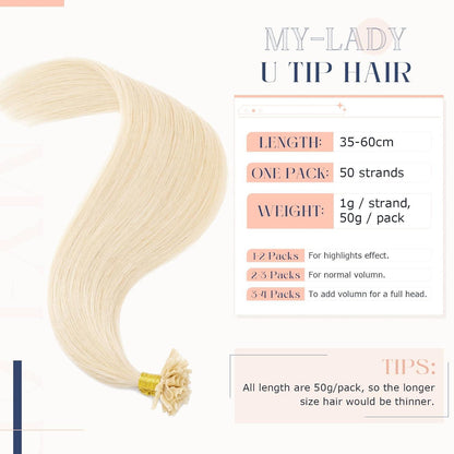 Echthaar Extensions Bondings Platinblond 60cm - Remy U-Tip