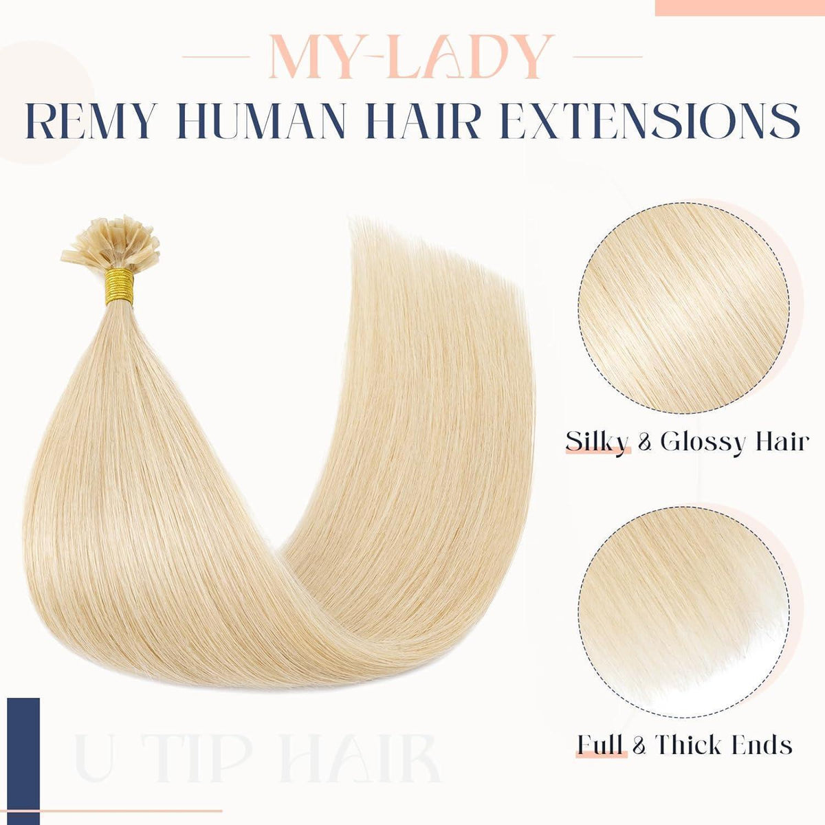 Echthaar Extensions Bondings Platinblond 60cm - Remy U-Tip