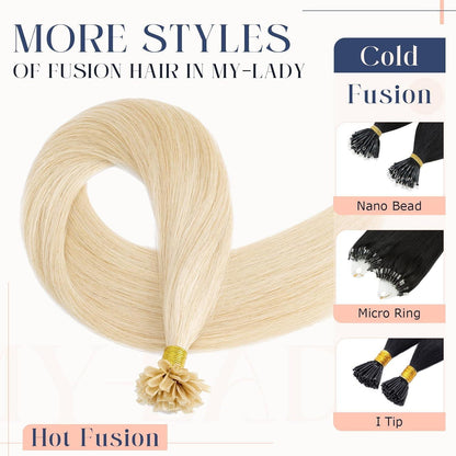 Echthaar Extensions Bondings Platinblond 60cm - Remy U-Tip