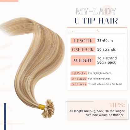 Echthaar Extensions Bondings 55 cm #12P613 Goldbraun & Blond