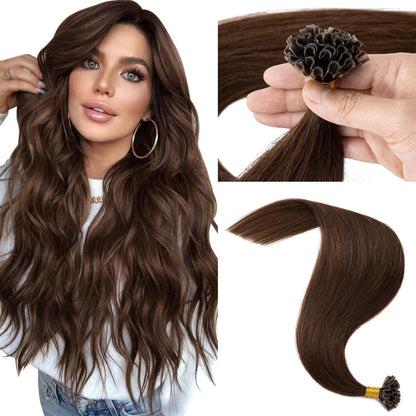 Echthaar Extensions Bondings 60cm Schokoladenbraun #04