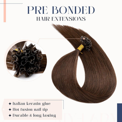 Echthaar Extensions Bondings 60cm Schokoladenbraun #04