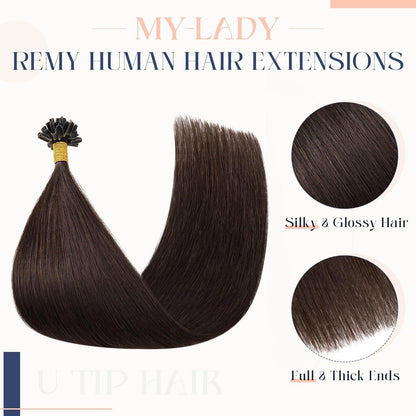 Echthaar Extensions Bondings Dunkelbraun 60cm - 50 Strähnen