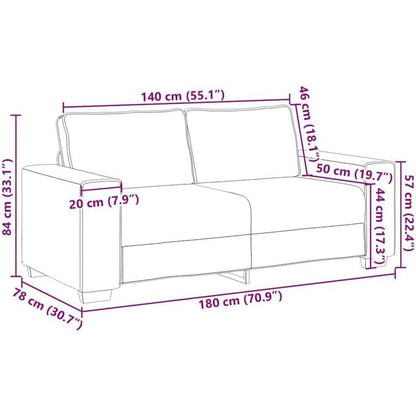 2-Sitzer Sofa Braun, Samt, 140 cm – Komfortable Polstercouch