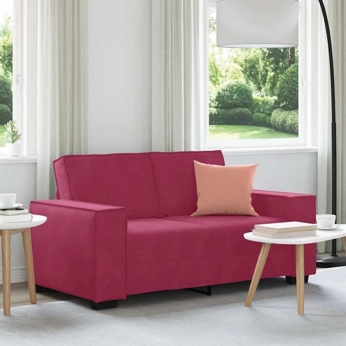 2-Sitzer Sofa Weinrot – Samt Polstercouch 120cm