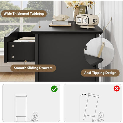Schwarze Kommode mit 3 Schubladen – 80cm breit, modern & geriffelt