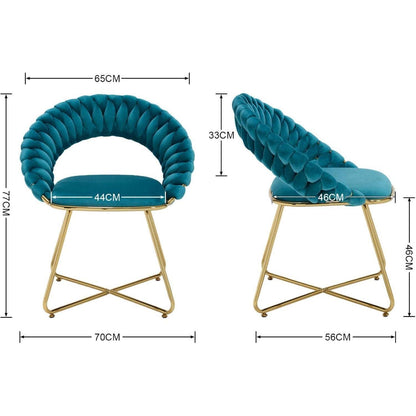 Blauer Samt Loungesessel 2er Set mit goldenen Beinen