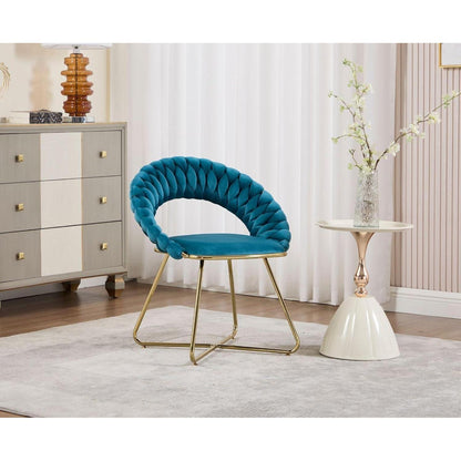 Blauer Samt Loungesessel 2er Set mit goldenen Beinen