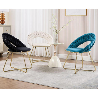 Beiger Loungesessel mit Samt & Goldbeinen