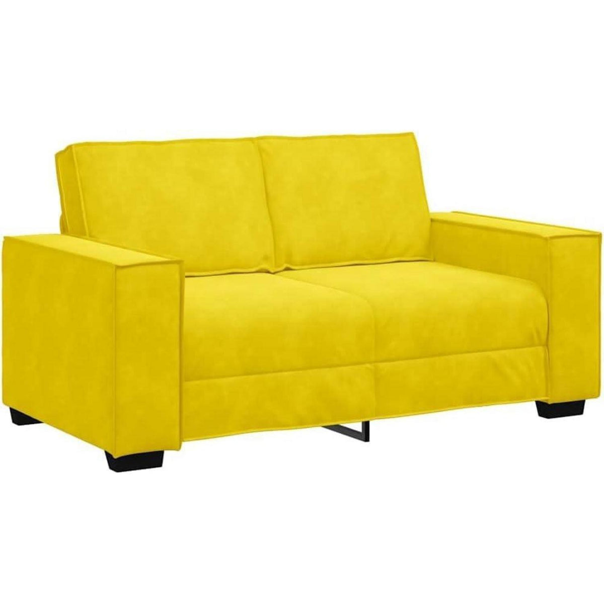 2-Sitzer Sofa Gelb – Samt Polstercouch für Wohnzimmer